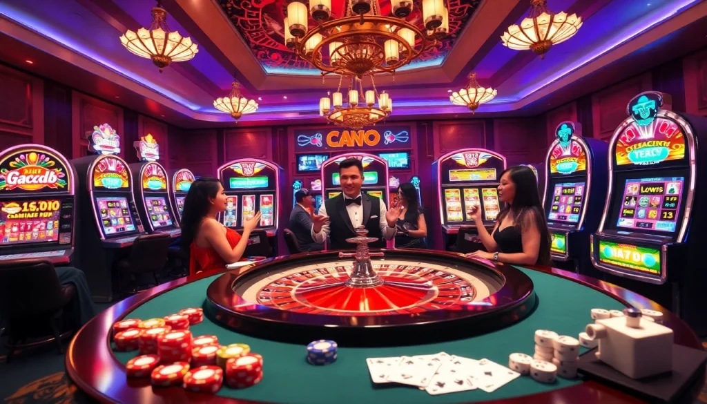 Experience the thrill of gacor123 with vibrant roulette tables and excited players.